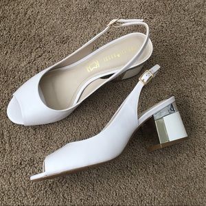 White sling back heels, size 39
